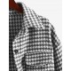 Women's Houndstooth Print Turn Down Collar Pocket Design Boyfriend Shacket Winter Woolen Shirt Women's Houndstooth Print Turn Down Collar Pocket Design Boyfriend Shacket Winter Woolen Shirt