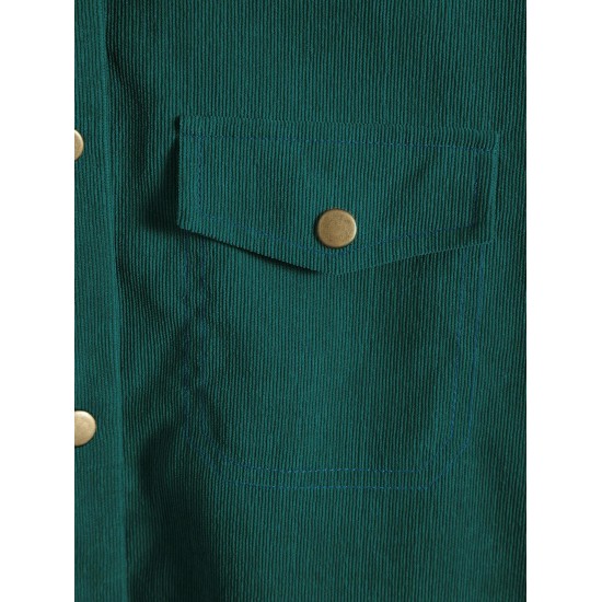 High Low Flap Details Corduroy Shacket High Low Flap Details Corduroy Shacket
