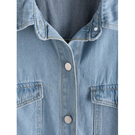Pocket Drop Shoulder Denim Shacket Pocket Drop Shoulder Denim Shacket