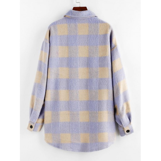 Plaid Wool Blend Flap Pocket Tunic Shacket Plaid Wool Blend Flap Pocket Tunic Shacket
