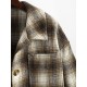 Women's Turn Down Collar Pocket Design Plaid Print Single-breasted Woolen Crop Jacket Women's Turn Down Collar Pocket Design Plaid Print Single-breasted Woolen Crop Jacket