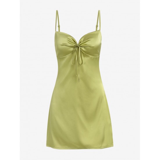 Cami Silky Satin Tie Front Mini Dress Cami Silky Satin Tie Front Mini Dress