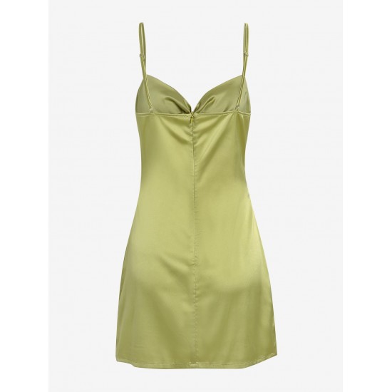 Cami Silky Satin Tie Front Mini Dress Cami Silky Satin Tie Front Mini Dress