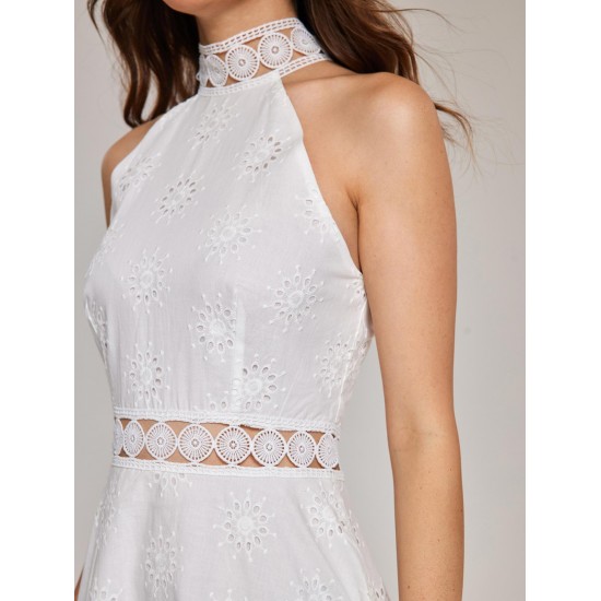 Eyelet Skate Floral Trim Broderie Anglaise Mini Dress Eyelet Skate Floral Trim Broderie Anglaise Mini Dress