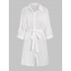 Women's Beach Vacation Bikini Cover Ups Striped Semi-sheer Button Up Raglan Long Roll Tab Sleeve Slit Side Belted Mini Shirt Dress Women's Beach Vacation Bikini Cover Ups Striped Semi-sheer Button Up Raglan Long Roll Tab Sleeve Slit Side Belted Mini Shirt Dress