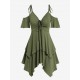 Women's Tie Spaghetti Strap Cold Shoulder Cinched Ruched Empire Waist Layered Handkerchief Dress Women's Tie Spaghetti Strap Cold Shoulder Cinched Ruched Empire Waist Layered Handkerchief Dress
