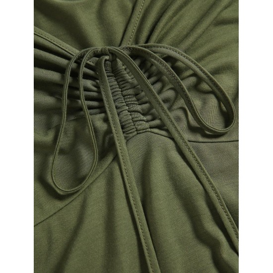Women's Tie Spaghetti Strap Cold Shoulder Cinched Ruched Empire Waist Layered Handkerchief Dress Women's Tie Spaghetti Strap Cold Shoulder Cinched Ruched Empire Waist Layered Handkerchief Dress