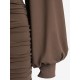 Lantern Sleeve Ruched Square Neck Bodycon Dress Lantern Sleeve Ruched Square Neck Bodycon Dress