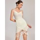 Crochet Semi Sheer Tassel Criss Cross Tulip Hem Vegas Dress Crochet Semi Sheer Tassel Criss Cross Tulip Hem Vegas Dress