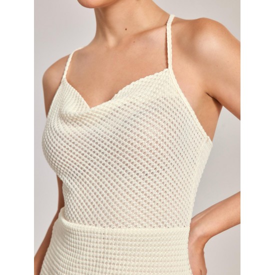 Crochet Semi Sheer Tassel Criss Cross Tulip Hem Vegas Dress Crochet Semi Sheer Tassel Criss Cross Tulip Hem Vegas Dress