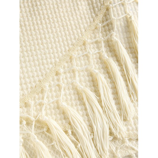 Crochet Semi Sheer Tassel Criss Cross Tulip Hem Vegas Dress Crochet Semi Sheer Tassel Criss Cross Tulip Hem Vegas Dress