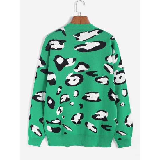 Leopard Button Up Drop Shoulder Cardigan Leopard Button Up Drop Shoulder Cardigan