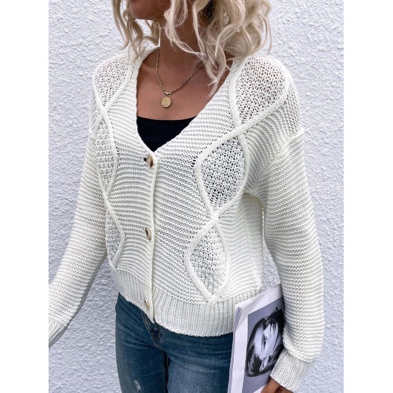 Button Up Solid Textured Knit Cardigan Button Up Solid Textured Knit Cardigan
