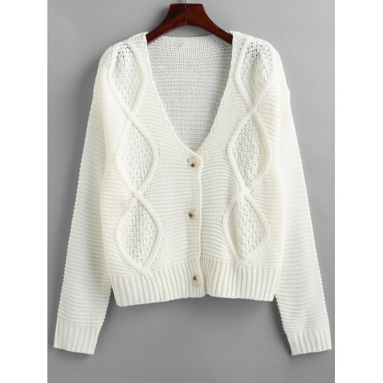 Button Up Solid Textured Knit Cardigan Button Up Solid Textured Knit Cardigan