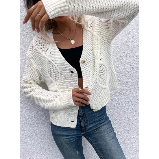 Button Up Solid Textured Knit Cardigan Button Up Solid Textured Knit Cardigan