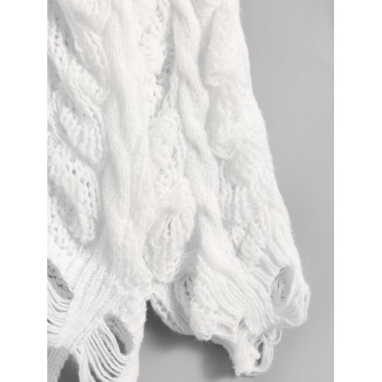 Oversized Distressed Cable Knit Sweater Oversized Distressed Cable Knit Sweater