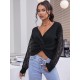 Lace Sleeves Twisted Open Back Jumper Sweater Lace Sleeves Twisted Open Back Jumper Sweater