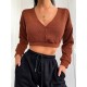 Loose V Neck Cropped Knitwear Loose V Neck Cropped Knitwear