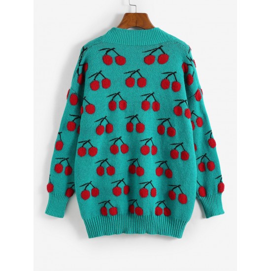 Cherry Button Up Dual Pocket Cardigan Cherry Button Up Dual Pocket Cardigan