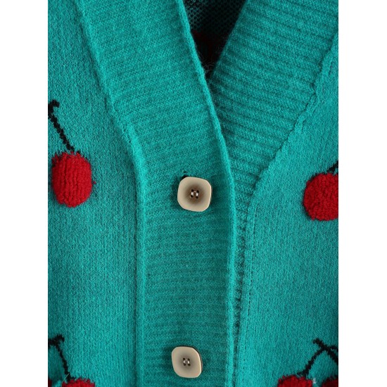 Cherry Button Up Dual Pocket Cardigan Cherry Button Up Dual Pocket Cardigan