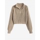 Women's Daily Solid Color Mock Neck Quarter Zip Pollover Short Jumper Sweater Women's Daily Solid Color Mock Neck Quarter Zip Pollover Short Jumper Sweater