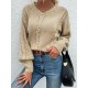 Cable Pointelle Knit Drop Shoulder Sweater Cable Pointelle Knit Drop Shoulder Sweater