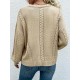 Cable Pointelle Knit Drop Shoulder Sweater Cable Pointelle Knit Drop Shoulder Sweater