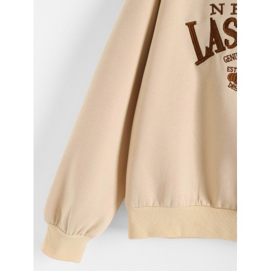 Rib-trim LAS VEGAS Embroidered Fleece-lined Sweatshirt Rib-trim LAS VEGAS Embroidered Fleece-lined Sweatshirt