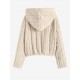 Women's Fluffy Fuzzy Faux Fur Cable Jacquard Textured Half Button Short Pullover Daily Casual Hoodie Women's Fluffy Fuzzy Faux Fur Cable Jacquard Textured Half Button Short Pullover Daily Casual Hoodie