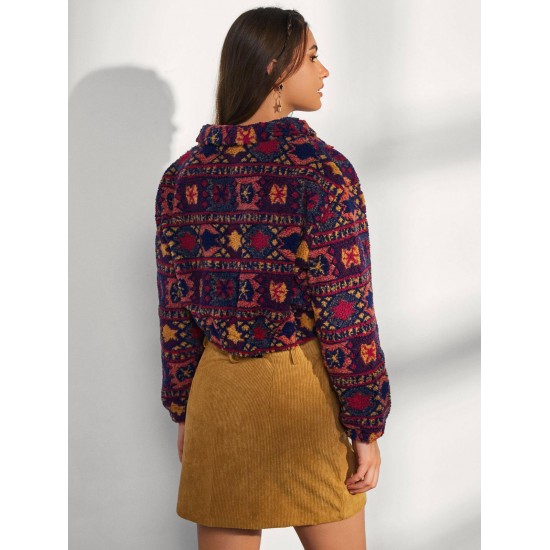 Christmas Snowflake Tribal Half Zip Teddy Sweatshirt Christmas Snowflake Tribal Half Zip Teddy Sweatshirt