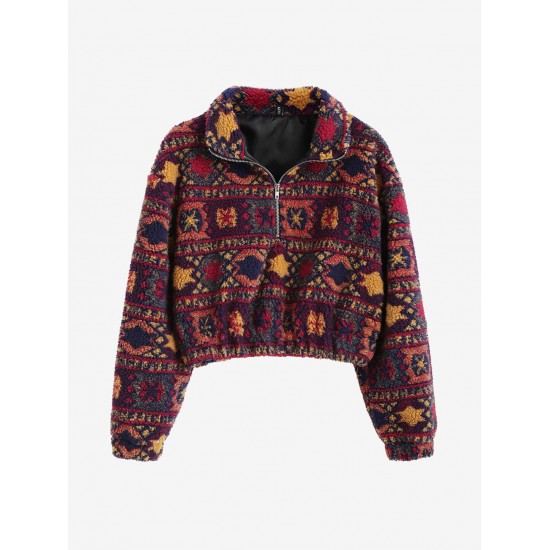 Christmas Snowflake Tribal Half Zip Teddy Sweatshirt Christmas Snowflake Tribal Half Zip Teddy Sweatshirt