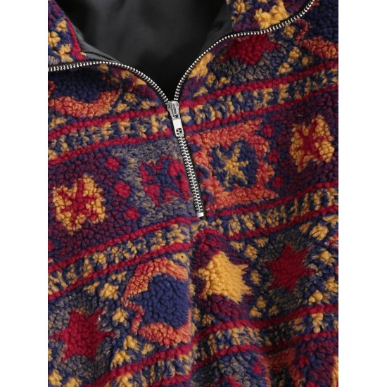 Christmas Snowflake Tribal Half Zip Teddy Sweatshirt Christmas Snowflake Tribal Half Zip Teddy Sweatshirt