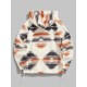 Women's Ethnic Style Aztec Tribal Geo Printed Quarter Zip Drawstring Fluffy Fuzzy Textured Kangaroo Pocket Loose Pullover Hoodie Women's Ethnic Style Aztec Tribal Geo Printed Quarter Zip Drawstring Fluffy Fuzzy Textured Kangaroo Pocket Loose Pullover Hoodie