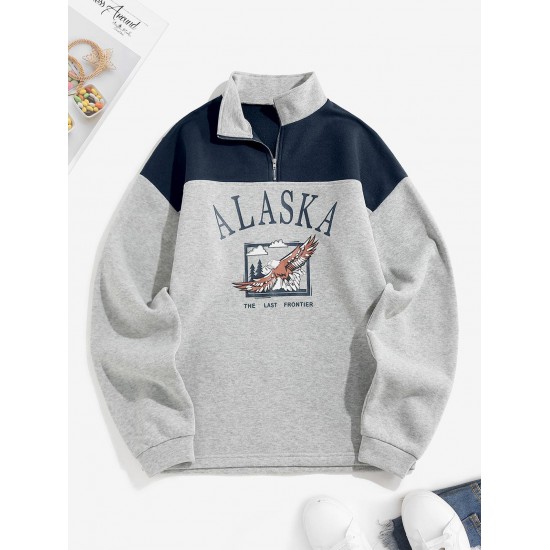 Fleece Lined ALASKA Graphic Quarter Zip 90s Sweatshirt Fleece Lined ALASKA Graphic Quarter Zip 90s Sweatshirt