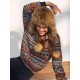 Tribal Ethnic Aztec Printed Faux Shearling Collar Quarter Zip Sweatshirt Tribal Ethnic Aztec Printed Faux Shearling Collar Quarter Zip Sweatshirt