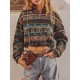 Ethnic Elephant Geo Print Drop Shoulder Quarter Zip Sweatshirt Ethnic Elephant Geo Print Drop Shoulder Quarter Zip Sweatshirt