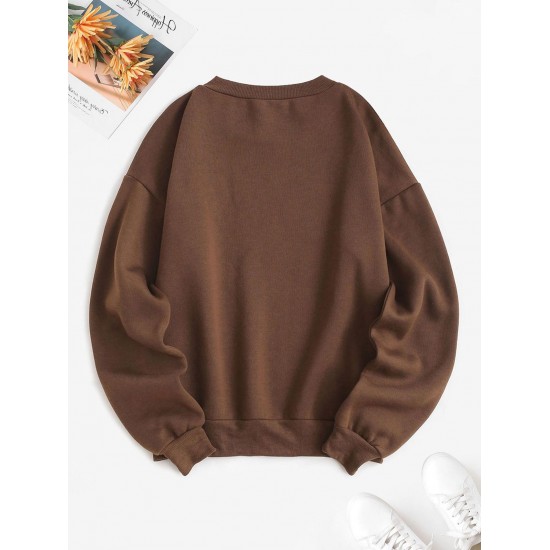 Flocking Lined Los Angeles Print Drop Shoulder Sweatshirt Flocking Lined Los Angeles Print Drop Shoulder Sweatshirt