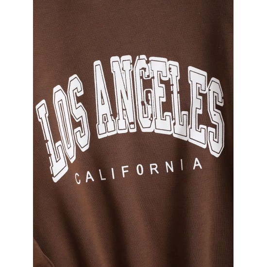 Flocking Lined Los Angeles Print Drop Shoulder Sweatshirt Flocking Lined Los Angeles Print Drop Shoulder Sweatshirt